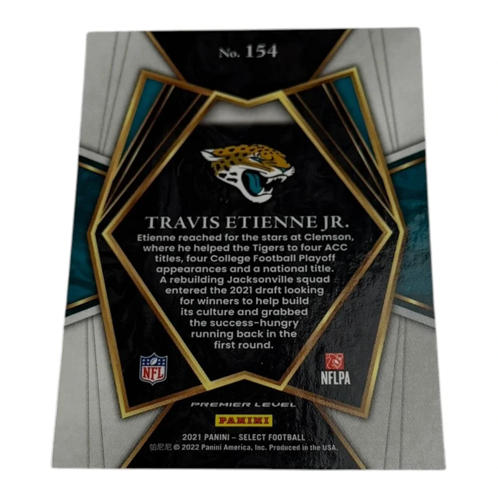 2021 Panini Select Travis Etienne Jr RC Premier Level Silver Prizm No154 Jaguars